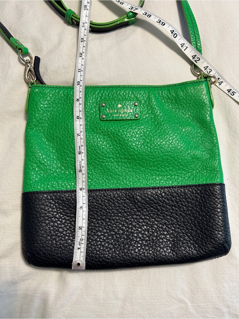 Kate Spade Green/Navy Crossbody Bag with Polka Dot Lining